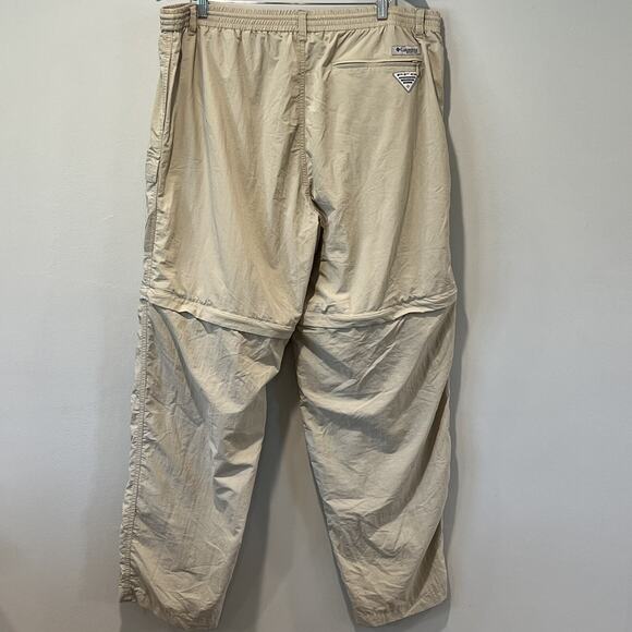 COLUMBIA PFG Pants Mens XL Khaki OMNISHADE Cargo Convertible Hiking Shorts Cargo - Picture 2 of 7